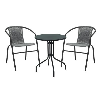 Set masă și scaune de exterior, 3 Piese, Model , Negru