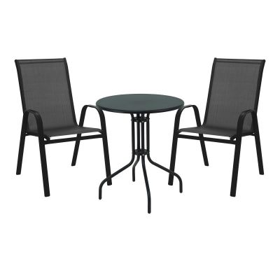 Set masă și scaune de exterior, 3 Piese, Model , Negru