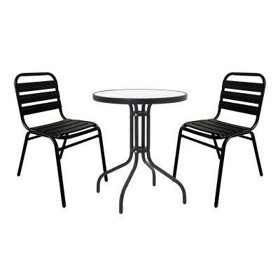 Set masă și scaune de exterior, 3 Piese, Model , Negru, Φ60x70 cm