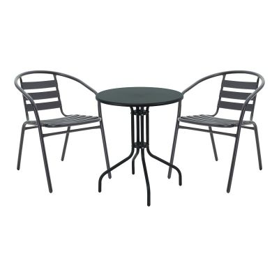 Set masă și scaune de exterior, 3 Piese, Model , Negru
