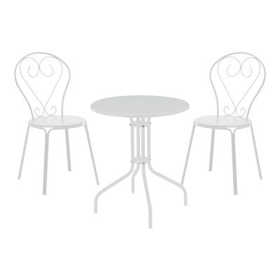 Set masă și scaune de exterior, 3 Piese, Model Vergo-Chari, Alb