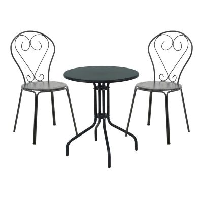 Set masă și scaune de exterior, 3 Piese, Model Vergo-Chari, Negru