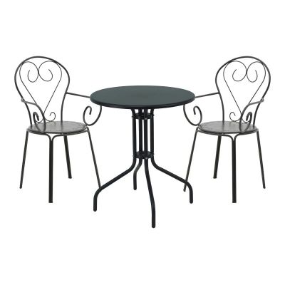 Set masă și scaune de exterior, 3 Piese, Model Vergo-Monasty, Negru