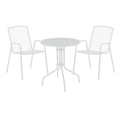 Set masă și scaune de exterior, 3 Piese, Model Vergo-Pomedon, Alb