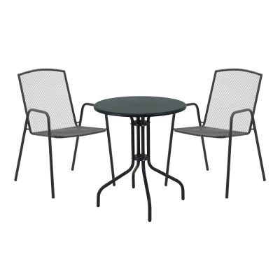 Set masă și scaune de exterior, 3 Piese, Model Vergo-Pomedon, Negru