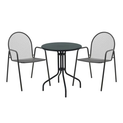 Set masă și scaune de exterior, 3 Piese, Model Vergo-Tarete, Negru
