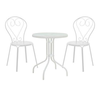 Set masă și scaune de exterior, 3 Piese, Model Watson-Chari, Alb