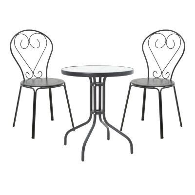 Set masă și scaune de exterior, 3 Piese, Model Watson-Chari, Negru