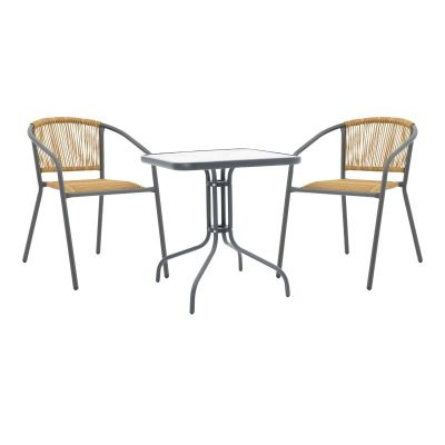 Set masă și scaune de exterior, 3 Piese, Model Watson-Lindaria, Antracit/Natural, 70x70x70 cm