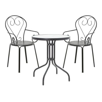 Set masă și scaune de exterior, 3 Piese, Model Watson-Monasty, Negru