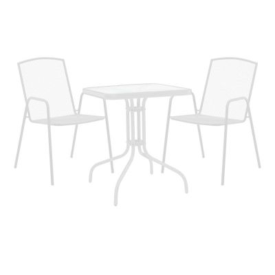 Set masă și scaune de exterior, 3 Piese, Model Watson-Pomedon, Alb, 70x70x70 cm
