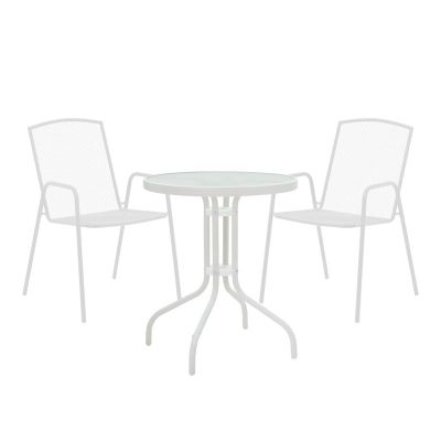 Set masă și scaune de exterior, 3 Piese, Model Watson-Pomedon, Alb