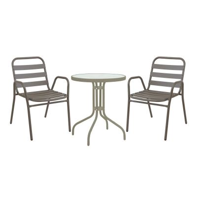 Set masă și scaune de exterior, 3 Piese, Model Watson-Sussie, Champagne, D60x70 cm