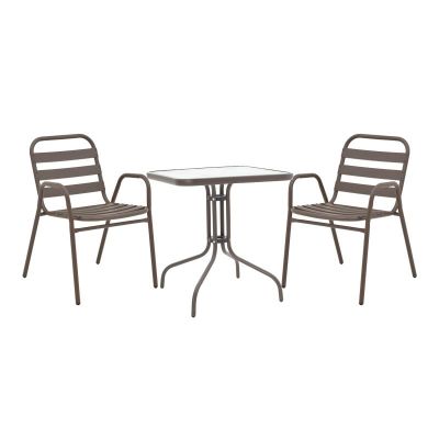 Set masă și scaune de exterior, 3 Piese, Model Watson-Sussie, Maro, 60x60x70 cm