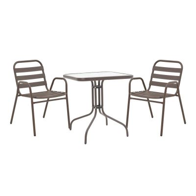Set masă și scaune de exterior, 3 Piese, Model Watson-Sussie, Maro, 70x70x70 cm