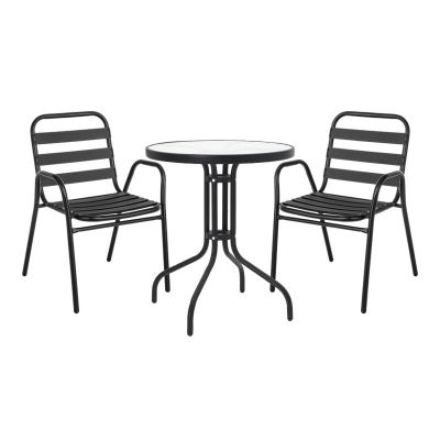 Set masă și scaune de exterior, 3 Piese, Model Watson-Sussie, Negru, D60x70 cm