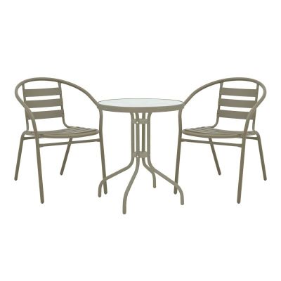 Set masă și scaune de exterior, 3 Piese, Model Watson-Tade, Champagne, D60x70 cm