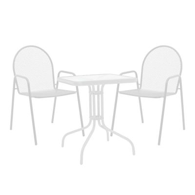 Set masă și scaune de exterior, 3 Piese, Model Watson-Tarete, Alb