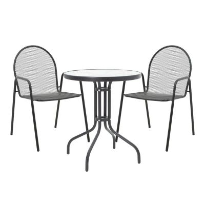 Set masă și scaune de exterior, 3 Piese, Model Watson-Tarete, Negru