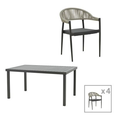 Set masă și scaune de exterior, 5 Piese, Model Elation-Kliton, Antracit, 150x80x74 cm