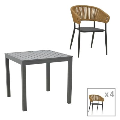 Set masă și scaune de exterior, 5 Piese, Model Kliton-Raven, Antracit, 80x80x74 cm