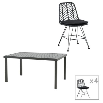 Set masă și scaune de exterior, 5 Piese, Model Naoki-Kliton, Antracit, 150x80x74 cm