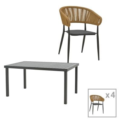 Set masă și scaune de exterior, 5 Piese, Model Raven-Kliton, Antracit, 150x80x74 cm