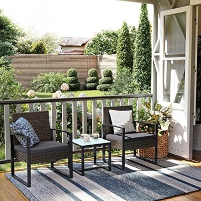 Set masa si scaune de gradina Songmics Gri 57.5x53x76 cm