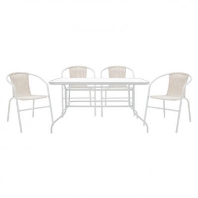 Set Masa si Scaune Gradina Valor-Obbi 5 Piese Alb