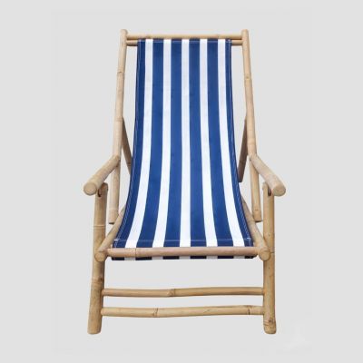 Sezlong Mare, Homla, 60x115x83 cm, bambus/poliester, natur/albastru