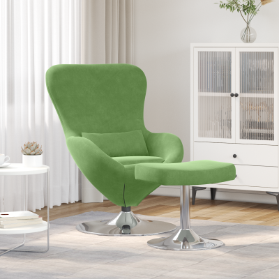 Fotoliu egg Gossi cu taburet catifea verde deschis
