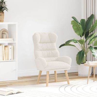 Fotoliu relaxant Gossi crem din material asemanator lanii