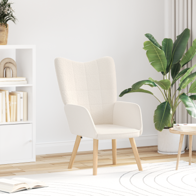 Fotoliu relaxant Gossi crem din material asemanator lanii