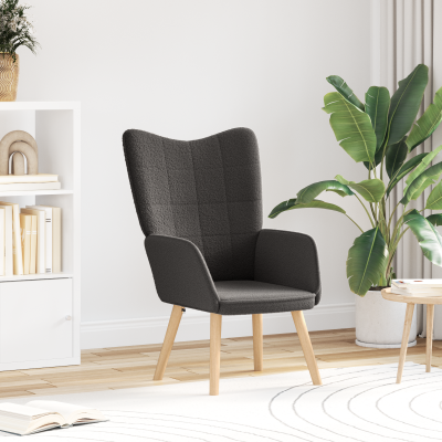 Fotoliu relaxant Gossi gri intunecat din material cu aspect de lana