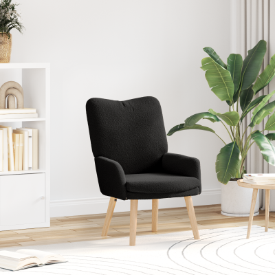Fotoliu relaxant Gossi negru din tesatura asemanatoare lanii