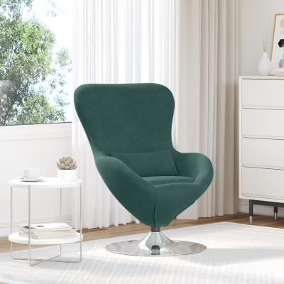 Fotoliu tip ou catifea verde intunecat