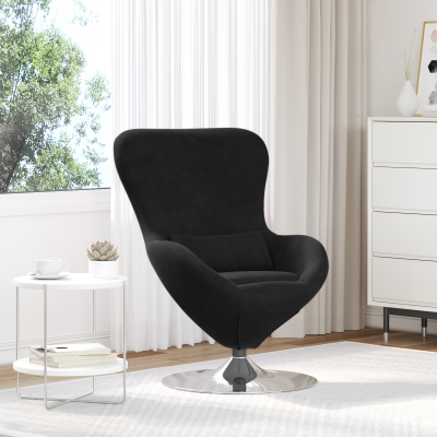 Fotoliu tip ou Gossi din catifea neagra