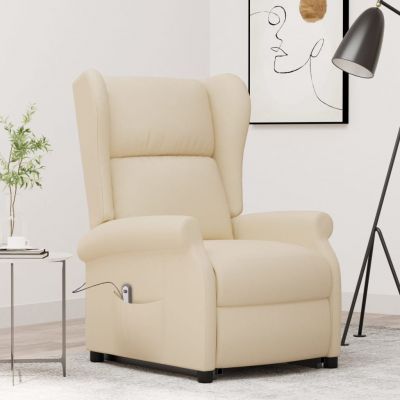 Gossi fotoliu cu ridicare, crem, material textil