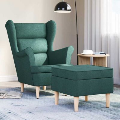 Gossi fotoliu cu taburet pentru picioare, verde inchis, textil