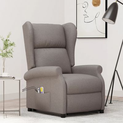 Gossi fotoliu de masaj cu ridicare, gri taupe, material textil