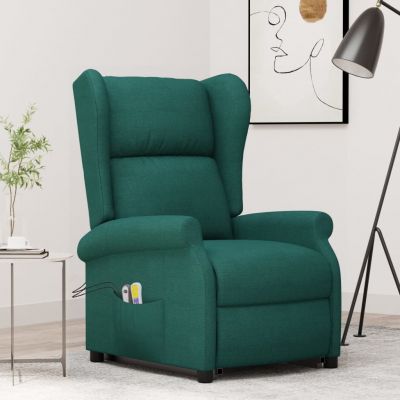 Gossi fotoliu de masaj cu ridicare, verde inchis, material textil