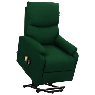 Gossi fotoliu de masaj cu ridicare, verde inchis, material textil