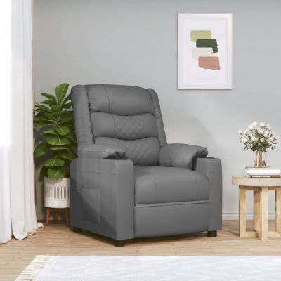 Gossi fotoliu de masaj electric, gri, piele ecologica