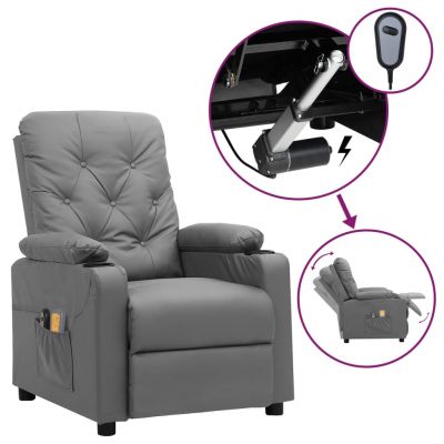 Gossi fotoliu de masaj electric, gri, piele ecologica