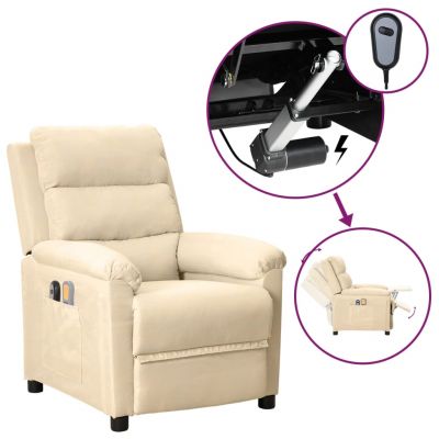 Gossi fotoliu de masaj electric rabatabil, crem, textil