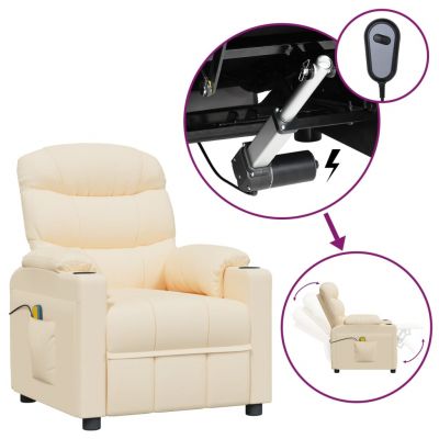 Gossi fotoliu de masaj electric rabatabil, crem, textil