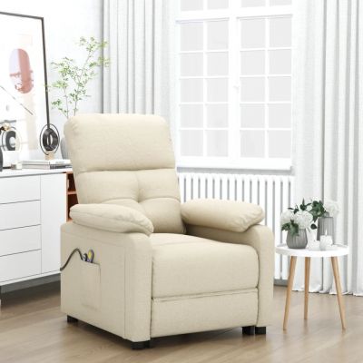 Gossi fotoliu de masaj electric rabatabil, crem, textil