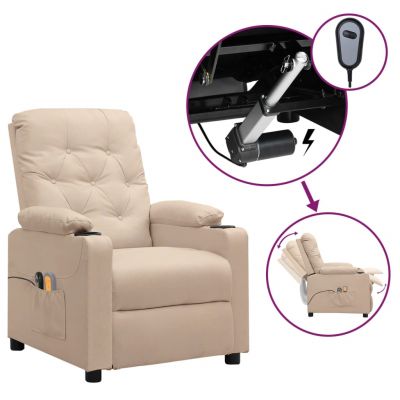 Gossi fotoliu de masaj electric rabatabil, crem, textil