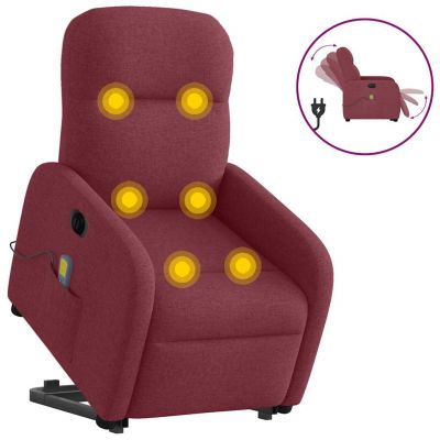 Gossi fotoliu de masaj electric rabatabil cu ridicare rosu vin textil