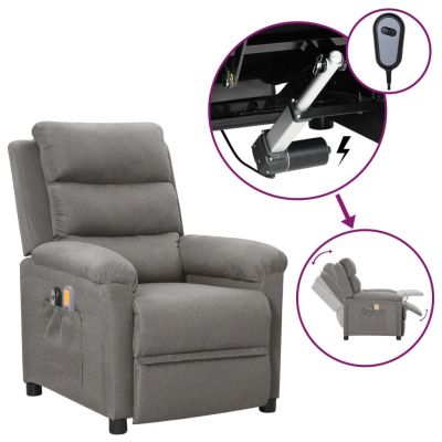 Gossi fotoliu de masaj electric rabatabil, gri deschis, textil